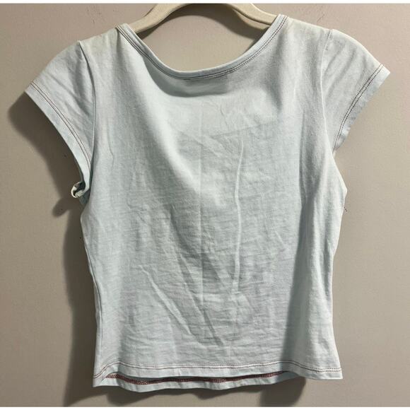 Princess Polly Hibiscus Baby Tee in Blue Women's sz. 2 - Picture 3 of 7